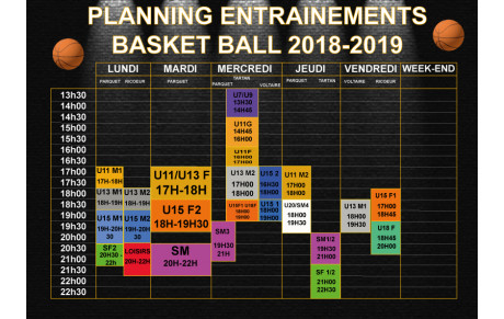 PLANNING ENTRAINEMENTS 2018/2019
